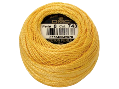 DMC #8 Perle Cotton Ball – Col. 743 Med Yellow LARGE