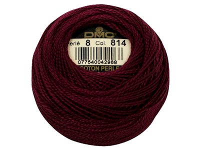 DMC #8 Perle Cotton Ball – Col. 814 Dk Garnet LARGE
