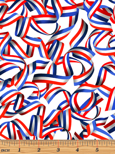 Kanvas Studio "Red, White & True" # 09698-09 – Patriotic Ribbons on White MAIN