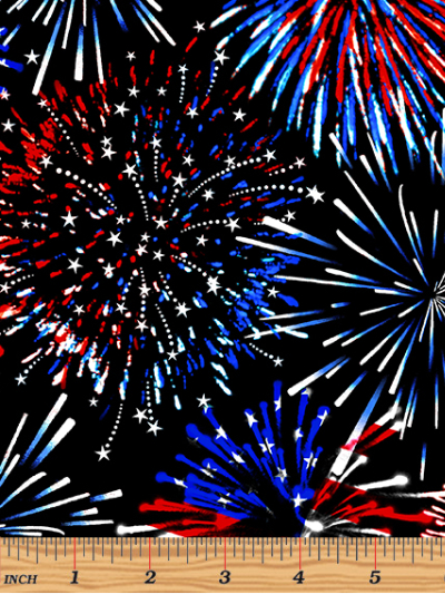 Kanvas Studio "Red, White & True" # 09703-12 – Fireworks on Black MAIN