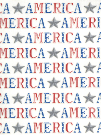 Moda "America the Beautiful" # 19983-12 – "AMERICA" and Stars on White THUMBNAIL