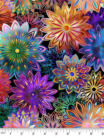 In The Beginning Fabrics "Dazzle" # 1JYP-1 – Colorful Starbursts MAIN