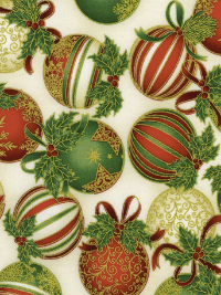 Robert Kaufman "Holiday Flourish 15" # SRKM-20786-223-HOLIDAY – Christmas Ornaments THUMBNAIL