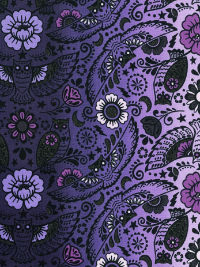 Robert Kaufman "Wishwell: Boodacious" # WELM-20892-231-NIGHTFALL – Purple Ombre with Owls & Flowers THUMBNAIL