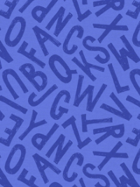 Paintbrush Studio Fabrics "English Lesson" # 22776 – Solid Block Letters on Blue THUMBNAIL