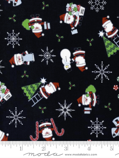 Moda "Candy Cane Lane" # 24120-15-Charcoal – Santas on Black MAIN