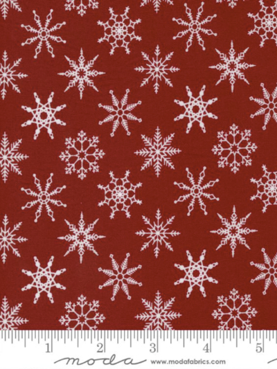 Moda "Candy Cane Lane" # 24123-15-Cardinal – Snowflakes on Red MAIN