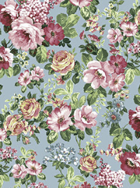 Northcott "Tea for Two" # 24897-44 – Multi Feature Floral on Blue THUMBNAIL