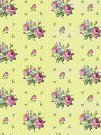 Northcott "Tea for Two" # 24898-52 – Rose Clusters on Yellow with White Dots THUMBNAIL