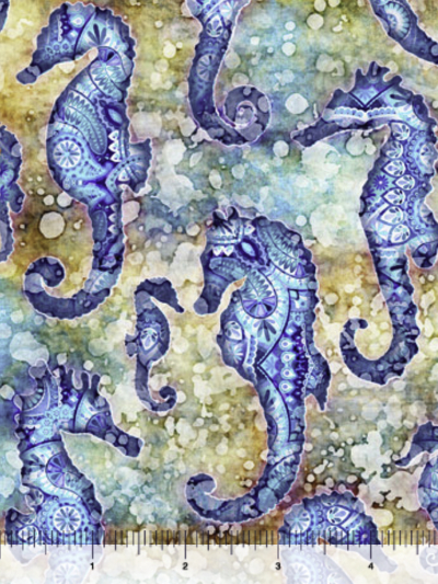 QT Fabrics "Oceana" # 27090-X-MULTI – Seahorses MAIN