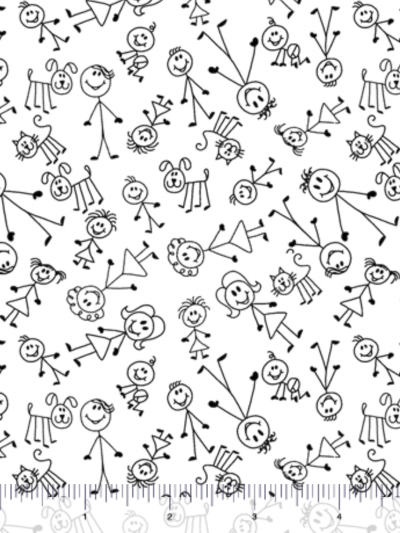 QT Fabrics "Home" # 1649-28348-Z – Stick Figures MAIN