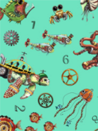 QT Fabrics "Aquatic Steampunkery" # 28392-Q – Steampunk Toss THUMBNAIL
