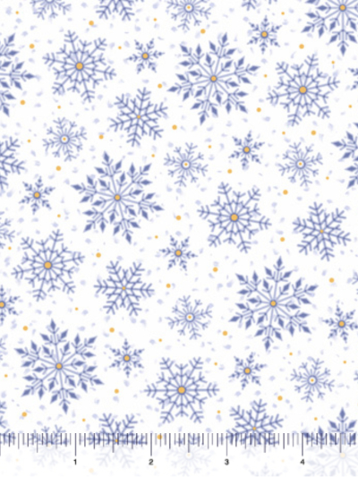 QT Fabrics "Santa's Night Out" # 1649-28398-Z – Blue Snowflakes on White MAIN