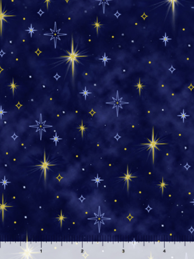 QT Fabrics "Born in Bethlehem" # 1649-28937-N-Navy – Stars MAIN