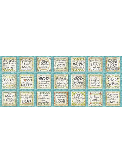 QT Fabrics "Rejoice" Inspirational Sayings Patches 30286-Q Aqua MAIN