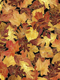 QT Fabrics "Autumn Forest" Leaves #30362-J Black fabric THUMBNAIL