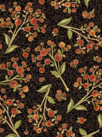 QT Fabrics "Autumn Forest" Berry Sprig #30363-J Black THUMBNAIL