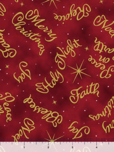 QT Fabrics "A King is Born" Christmas Words 30413-R MAIN