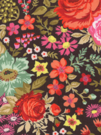 Moda "Meraki" # 30490-11 – Multi Flowers on Dark Brown THUMBNAIL