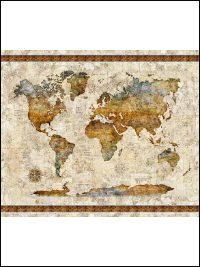 QT Fabrics "Globetrotter" Map Panel # 30527-E Parchment THUMBNAIL