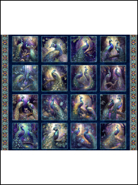 QT Fabrics - Resplendent - Peacock Picture Patches # 30557-N Navy THUMBNAIL