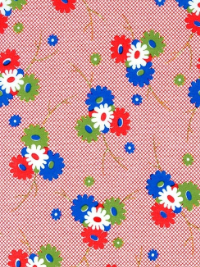 Moda "Sweet Harmony" # 21753-11 - Red Daisy Dot - Red, Blue, White and Green Daisies on Red THUMBNAIL