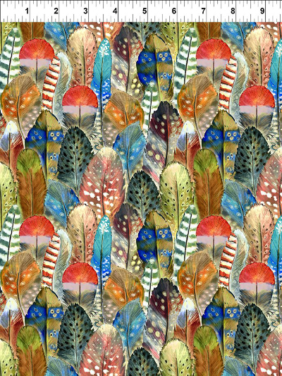In The Beginning Fabrics "Southwest" # 4SOU-1 – Colorful Feathers MAIN
