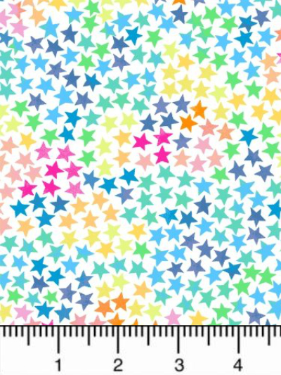Windham Fabrics "Cubby Bear Flannel" # 52383-1 – Colorful Stars on White MAIN