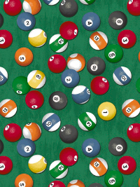 Windham Fabrics "Man Cave" # 52412-3 – Pool Balls on Green THUMBNAIL