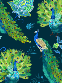 Windham Fabrics "Promenade" # 53796-1-Navy – Peacock Promenade THUMBNAIL
