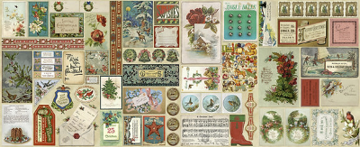 Moda "Christmas Faire" # 7390-11-Cream – Vintage Christmas Labels MAIN