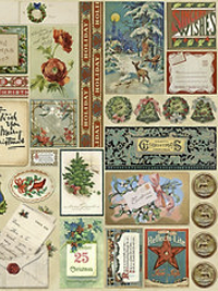 Moda "Christmas Faire" # 7390-11-Cream – Vintage Christmas Labels THUMBNAIL