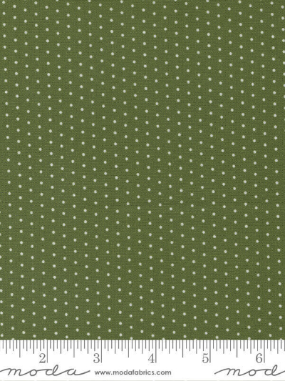 Moda "Christmas Faire" # 7398-13-Evergreen – White Polka Dots on Green MAIN