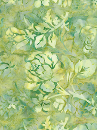 Northcott Banyan Batiks "Rose Parade" # 80631-66 – Green Flowers on Green THUMBNAIL