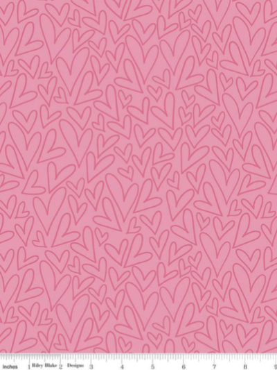 Riley Blake "Sending Love" # C10082-PINK — Pink Hearts on Pink MAIN