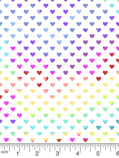 Andover "Hearts 2021" # A-9793-L – Small Colorful Hearts on White MAIN
