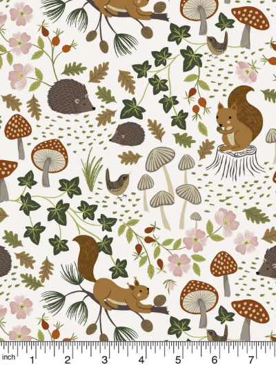 Lewis & Irene "Evergreen" # A695.1 – Squirrels & Hedgehogs on Cream MAIN