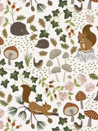 Lewis & Irene "Evergreen" # A695.1 – Squirrels & Hedgehogs on Cream THUMBNAIL