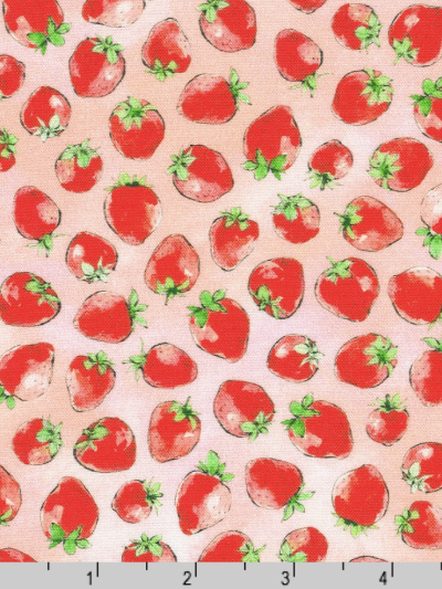 Robert Kaufman "Strawberry Season" # ABYD-22314-122-Camelia – Strawberries on Pink MAIN