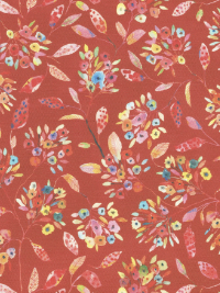 Robert Kaufman "Flora & Fun" # ANAD-22014-302-Poppy – Foliage on Red THUMBNAIL