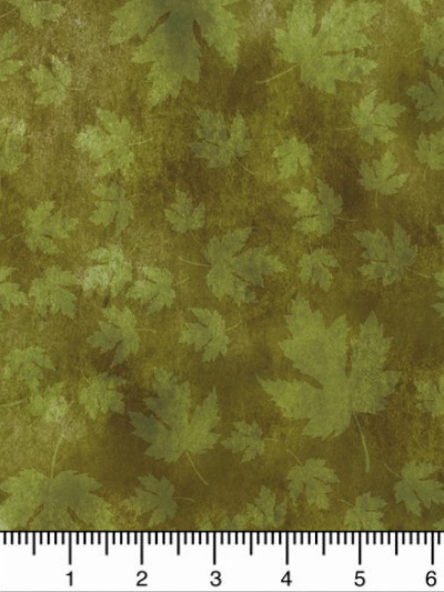 In The Beginning Fabrics "Our Autumn Friends" # 7OAF-2 – Green Autumn Leaves MAIN