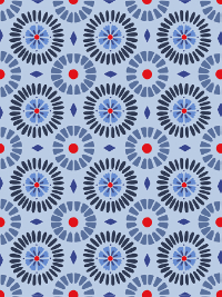 Cotton+Steel Fabrics "The Rain in Spain" TG103-MO4 – Blue and Red Mosaic THUMBNAIL