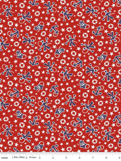 Riley Blake "Set Sail America" # C10512-RED – Sailors on Red MAIN