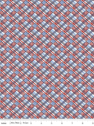 Riley Blake "Set Sail America" # C10514-MULTI – Red, White and Blue Plaid MAIN