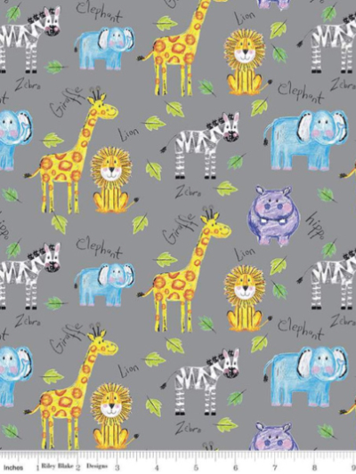 Riley Blake "Colorful Friends" # C11010-Granite – Main Granite MAIN