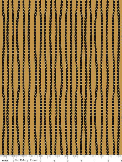 Riley Blake "Mad Masquerade" # C11958-Orange – Chain Stripe MAIN