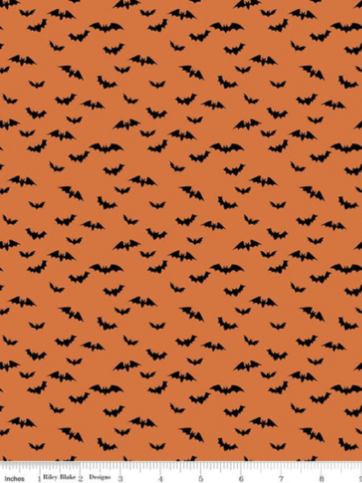 Riley Blake "Sophisticated Halloween" # C14625-Orange – Bats MAIN