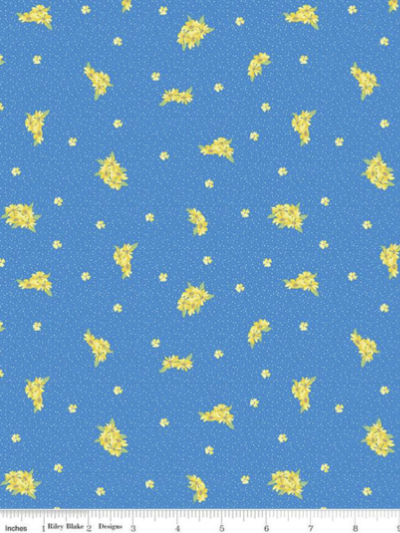 Riley Blake "Sunny Skies" # C14636-Blue – Yellow Flowers on Blue MAIN
