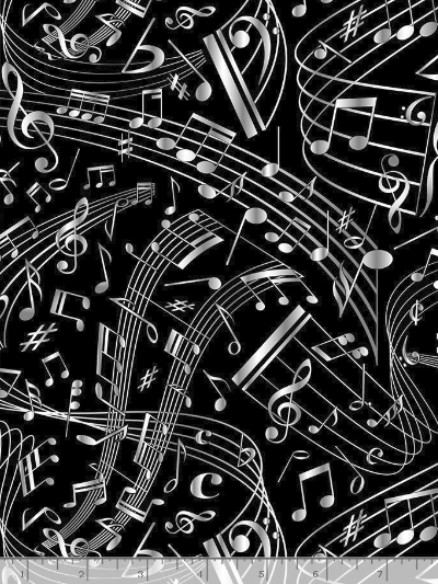 Timeless Treasures "Feel the Music" # MUSIC-C7587-Black – Swirling Music Notes MAIN