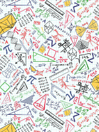 Timeless Treasures "Math and Science" # GAIL-C8230-White – Colorful Math Doodles on Grid THUMBNAIL